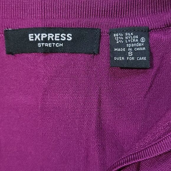 3/4 Sleeve Purple Silk Blend V-Neck Sweater - Picture 5 of 6